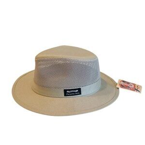 Panama Jack Mesh Crown Cotton Safari Fedora Hat Band Beige Large NWT